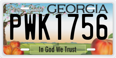 GA license plate PWK1756