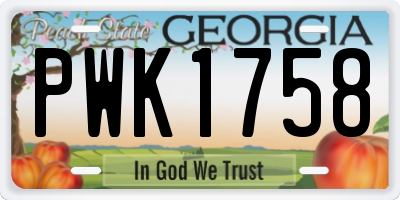 GA license plate PWK1758