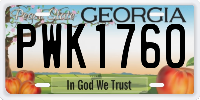 GA license plate PWK1760
