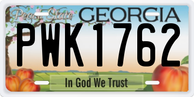 GA license plate PWK1762