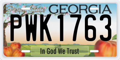 GA license plate PWK1763