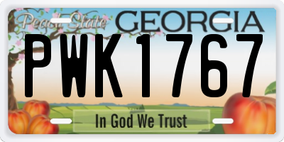 GA license plate PWK1767