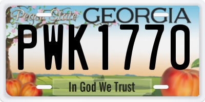 GA license plate PWK1770