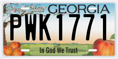GA license plate PWK1771