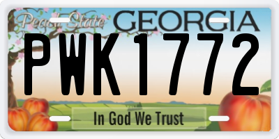 GA license plate PWK1772