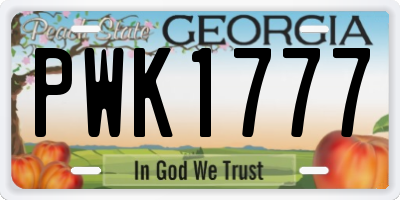 GA license plate PWK1777