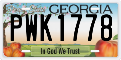 GA license plate PWK1778