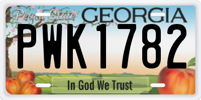 GA license plate PWK1782