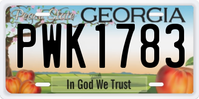 GA license plate PWK1783