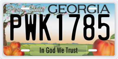 GA license plate PWK1785