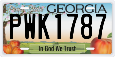 GA license plate PWK1787