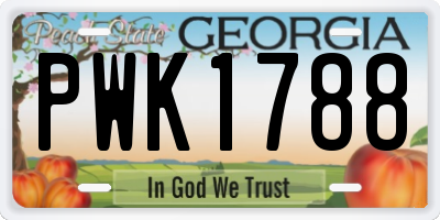 GA license plate PWK1788