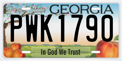 GA license plate PWK1790