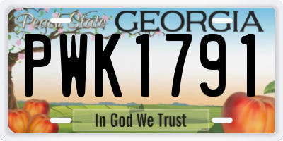 GA license plate PWK1791