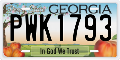 GA license plate PWK1793