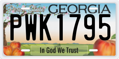 GA license plate PWK1795