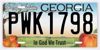 GA license plate PWK1798