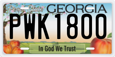GA license plate PWK1800