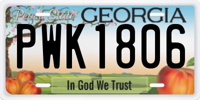 GA license plate PWK1806