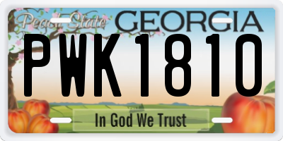 GA license plate PWK1810