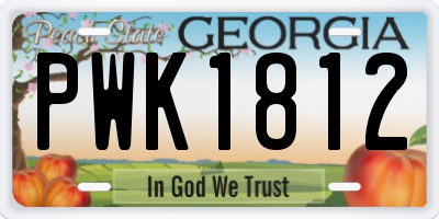 GA license plate PWK1812