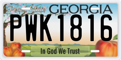 GA license plate PWK1816