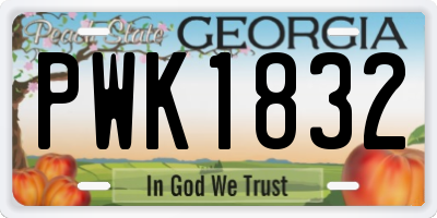 GA license plate PWK1832