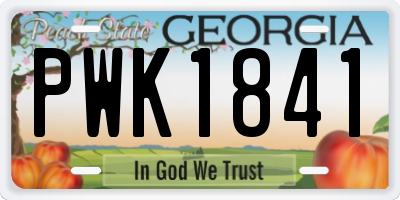 GA license plate PWK1841