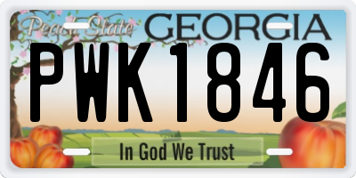 GA license plate PWK1846