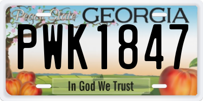 GA license plate PWK1847