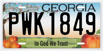 GA license plate PWK1849