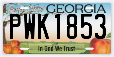 GA license plate PWK1853