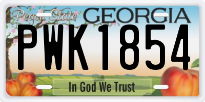 GA license plate PWK1854