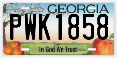 GA license plate PWK1858