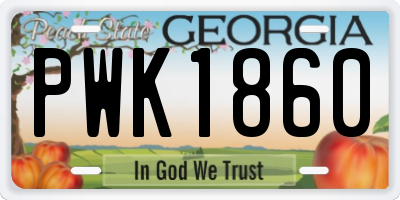 GA license plate PWK1860