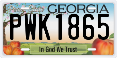 GA license plate PWK1865