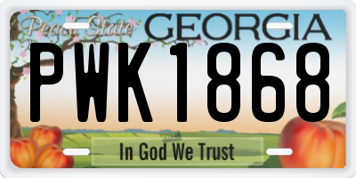 GA license plate PWK1868