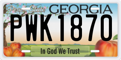 GA license plate PWK1870