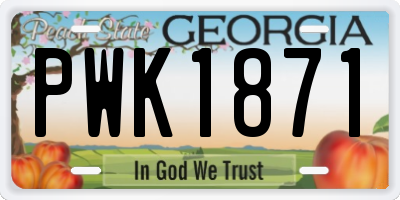 GA license plate PWK1871
