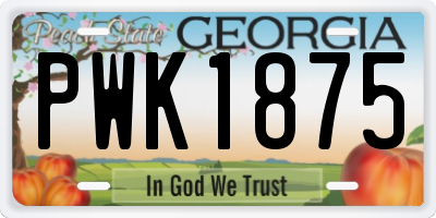 GA license plate PWK1875