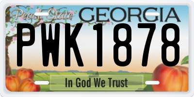 GA license plate PWK1878