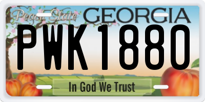 GA license plate PWK1880