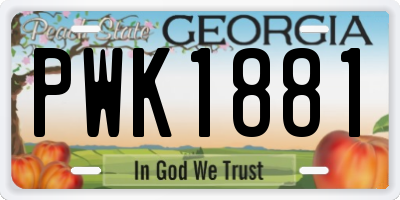 GA license plate PWK1881