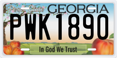 GA license plate PWK1890