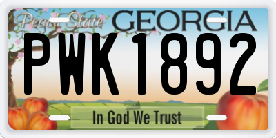 GA license plate PWK1892