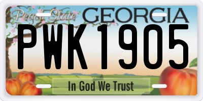 GA license plate PWK1905