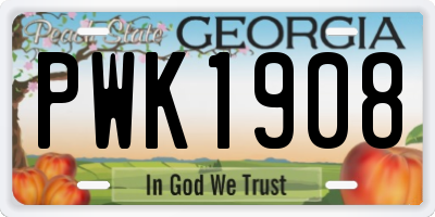 GA license plate PWK1908