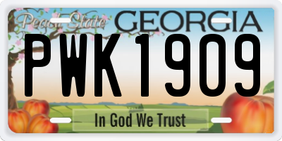 GA license plate PWK1909