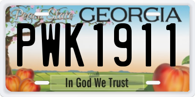 GA license plate PWK1911