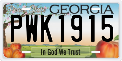 GA license plate PWK1915
